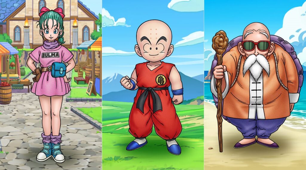 Dragon Quest Walk mostra artes inéditas de Bulma, Kuririn e Kame